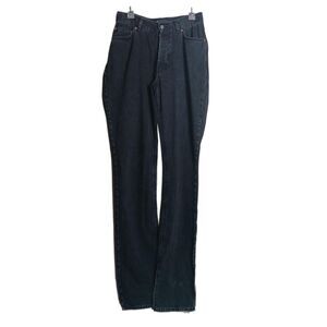 Asos Design Straight Jeans Womens 28x38 Tall Black Split Hem Y2K Button Fly Long